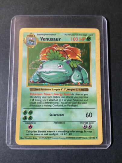 Pokemon Venusaur Shadowless HOLO RARE Base Set 1999 Card #15/102